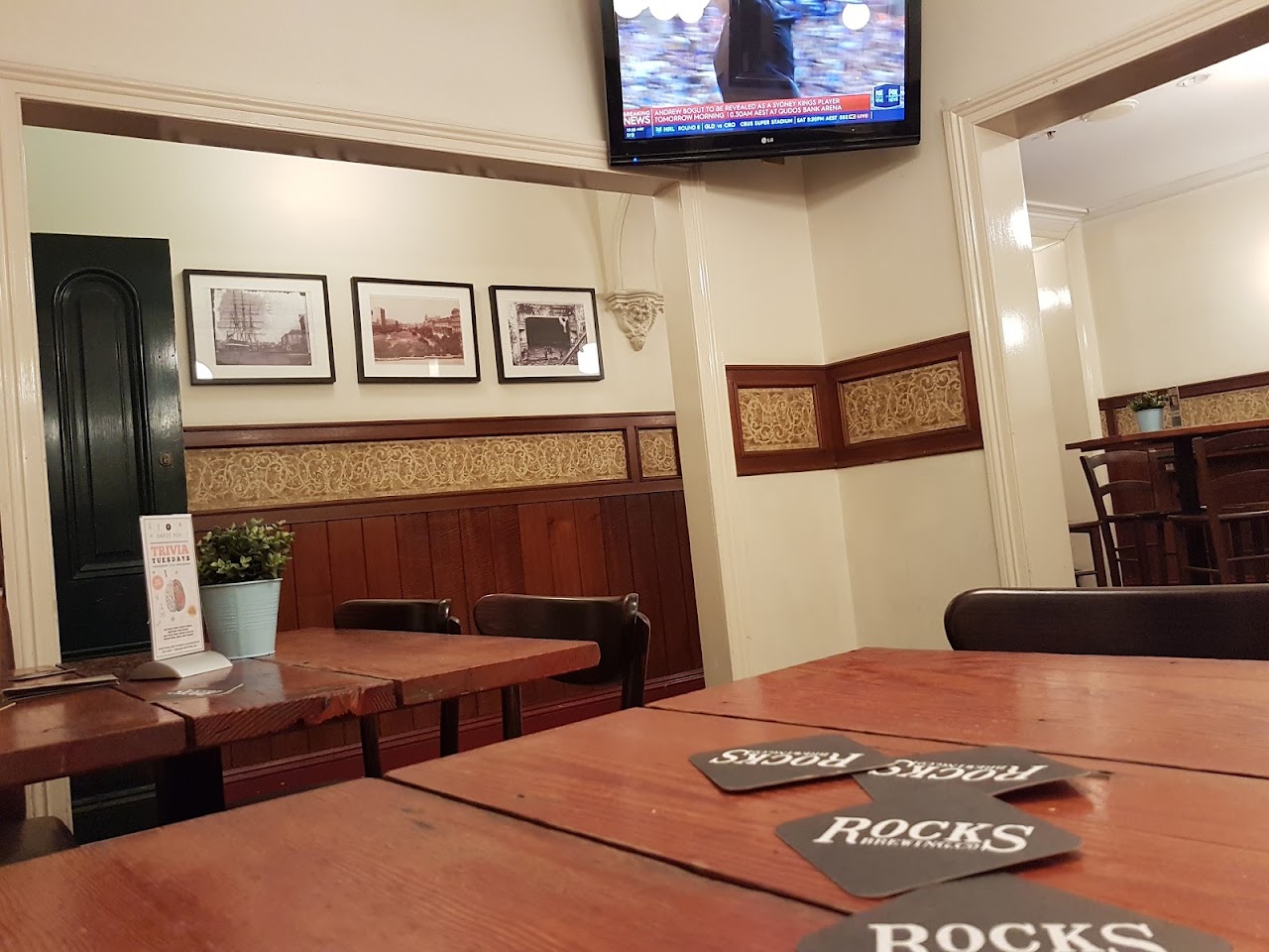 Interior tables at Hart's Pub